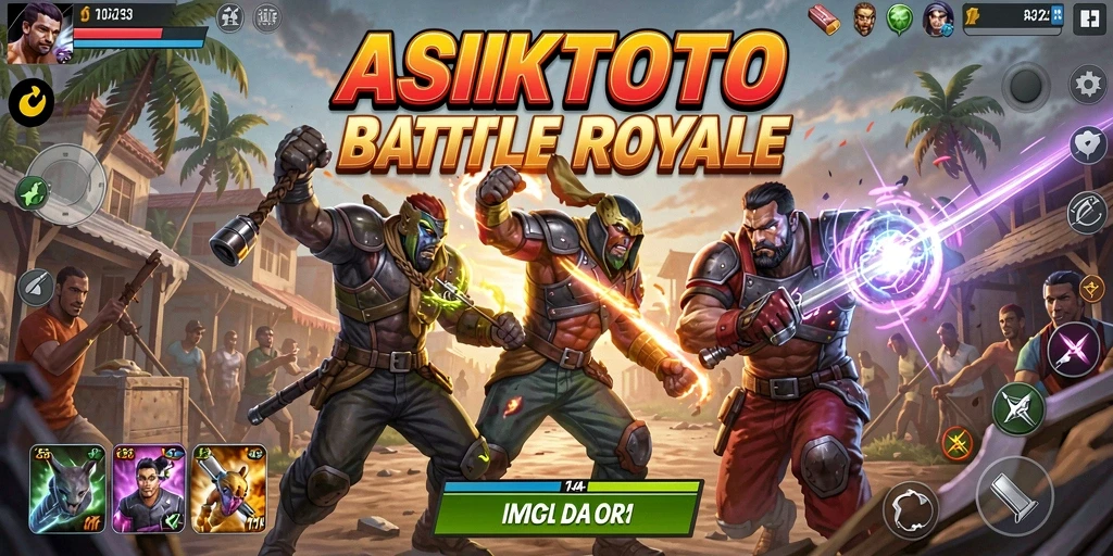 Screenshot gameplay ASIKTOTO menampilkan aksi pertempuran seru di arena.
