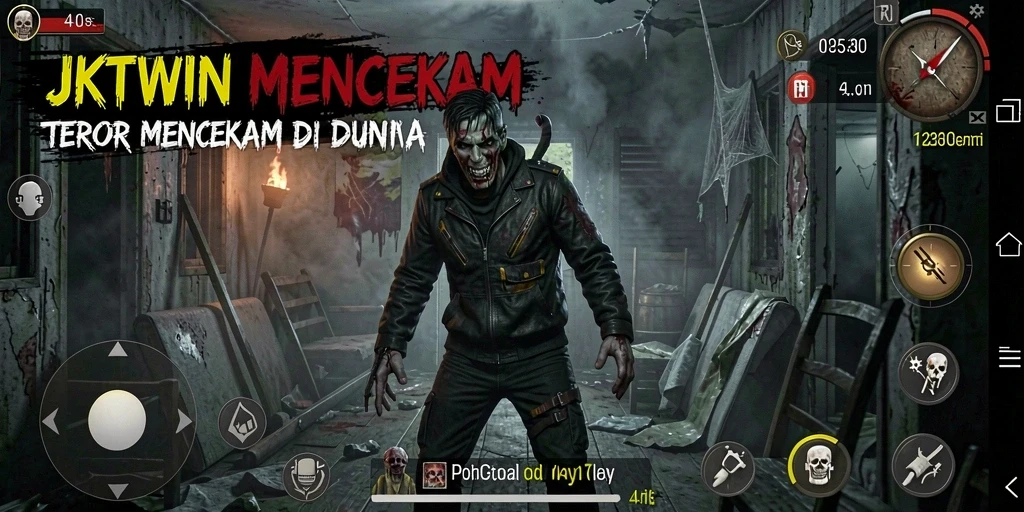 Screenshot gameplay JKTWIN yang menampilkan suasana mencekam dan menegangkan.