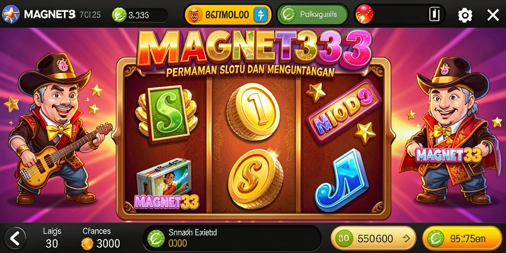 Screenshot menunjukkan gameplay menarik dari MAGNET33 dengan animasi slot yang mengesankan.