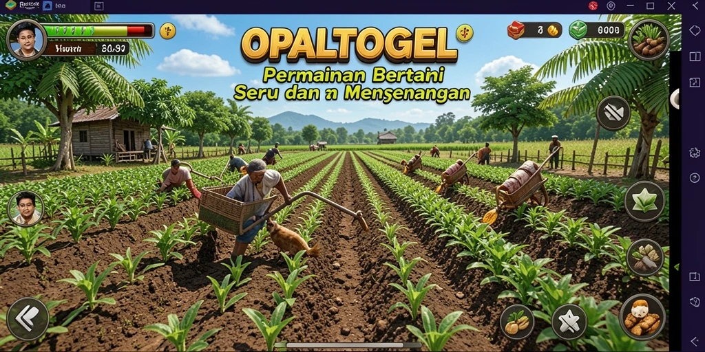 Screenshot utama OPALTOGEL menampilkan gameplay bertani yang menarik.
