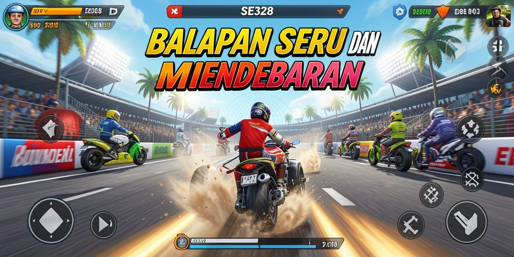 Tampilan menarik dari SE328 yang menampilkan aksi balapan seru.
