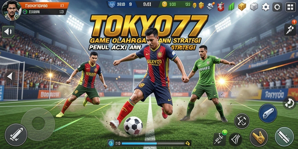 Tampilan permainan mendebarkan dalam TOKYO77 dengan grafik dan aksi olahraga yang intens.
